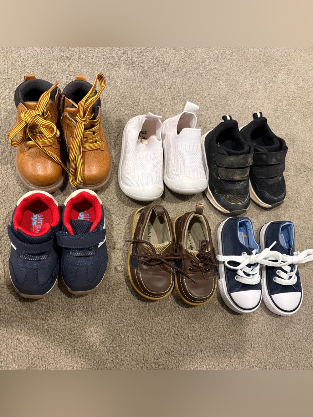 Carter's Navy & White Kids Sneaker Set with Brown and Tan Accents